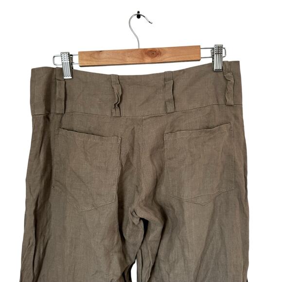 Lotta Stennson Rare Brown Wide Leg Hip Slinger Boho Coastal Grandma Linen Pants - Picture 5 of 8
